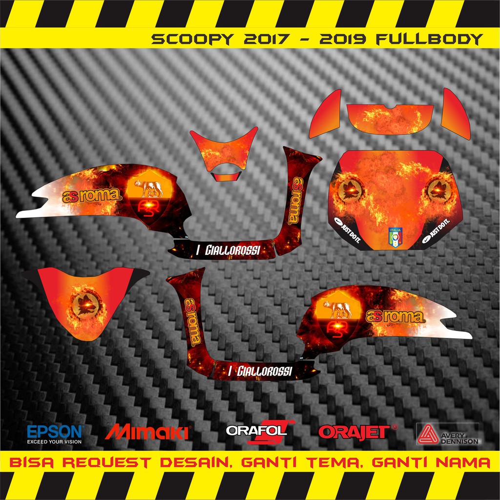 STICKER DECAL SCOOPY 2017 - 2019 FULLBODY AS ROMA