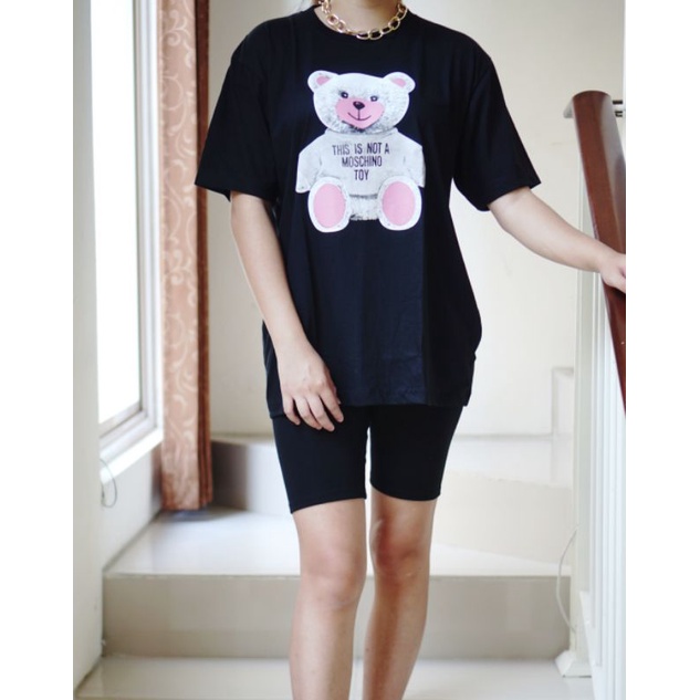 Moschino Oversize TShirt , Kaos Wanita Jumbo Import from Bangkok, bahan Katun Tebal