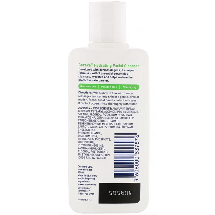 CeraVe Hydrating Facial Cleanser 87 ml Pembersih Pelembab Wajah ORI USA