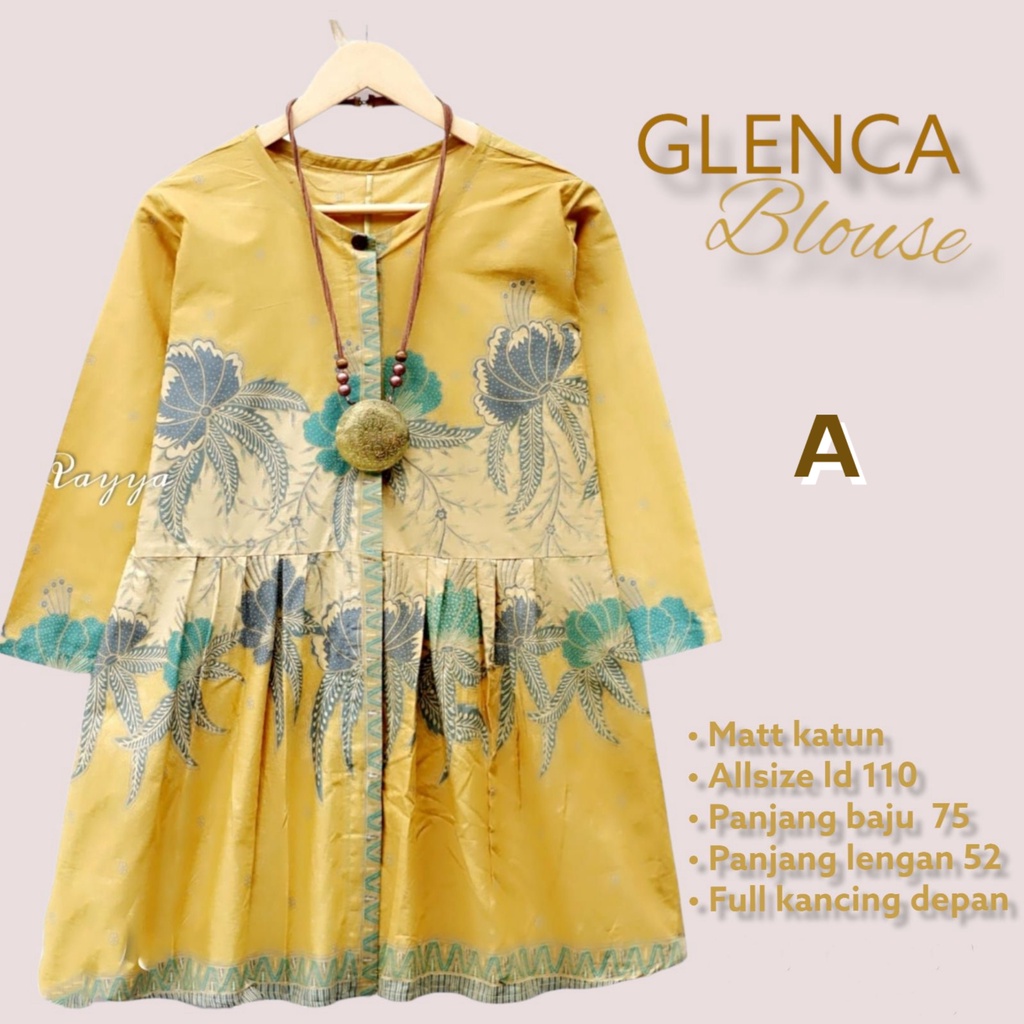 Glenca blouse batik solo atasan kerja blus kantor blus wanita