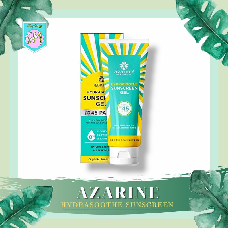 AZARINE Hydrasoothe Sunscreen Gel SPF 45 PA++++ 50ML Edisi Kemasan Terbaru Baru| RINGAN TANPA WHITE CAST &amp; AMAN UNTUK KULIT BERJERAWAT