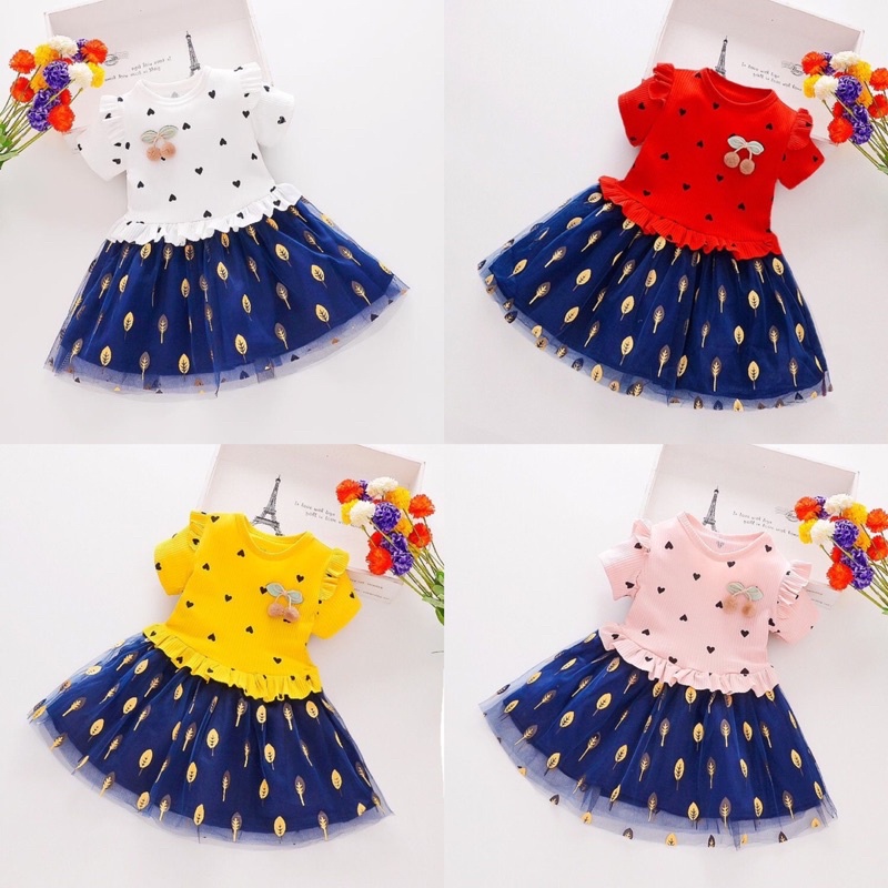 BARU! LIA022 - Dress 0-2 tahun Anak Perempuan Fashion Terlaris Baju Pesta Pergi Jalan