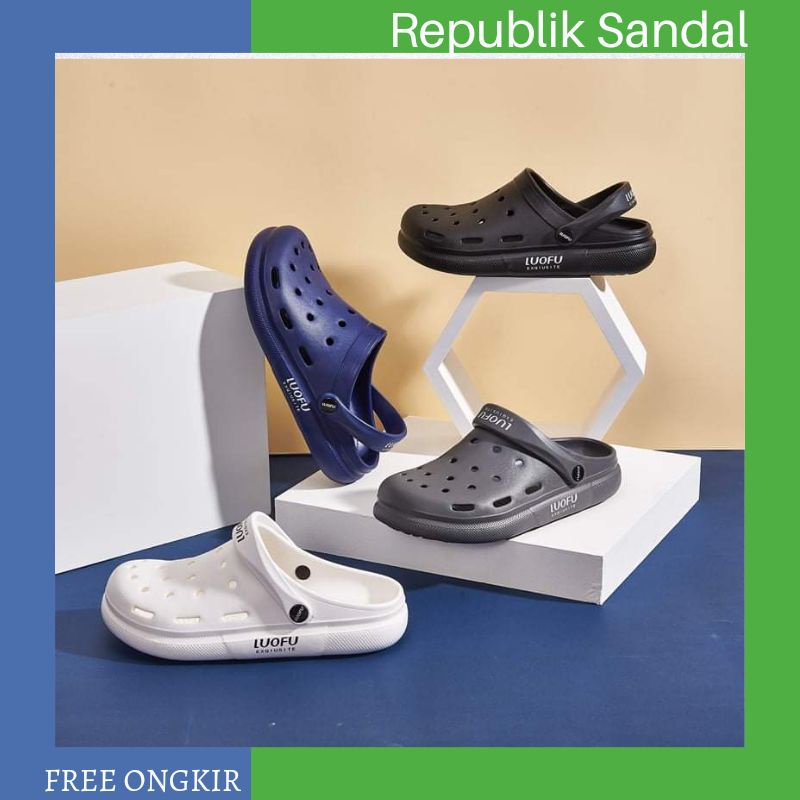 Sandal Pria wanita Rumah karet Eva sandal baim kodok LUOFU E6201 Empuk Lentur sandal luofu E6-201 Or