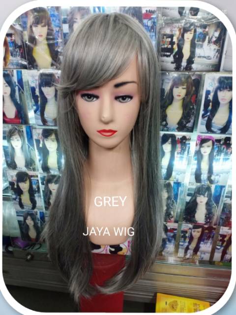 Wig Lurus Panjang Poni Samping Rambut Palsu Wanita Panjang 55CM