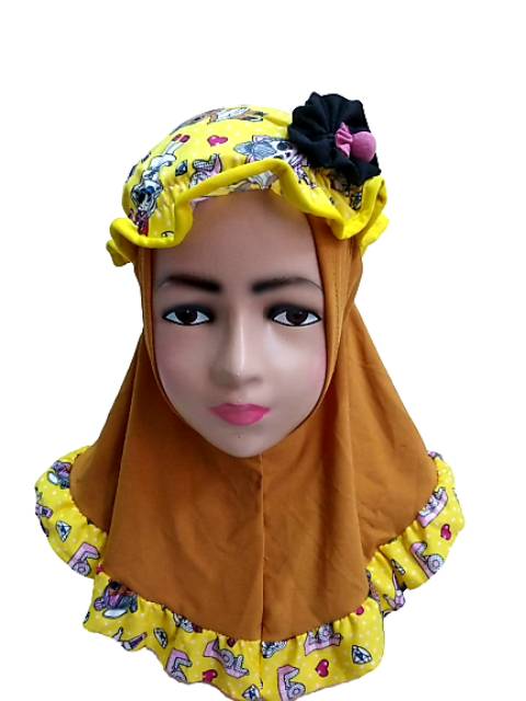 Jilbab Bayi Anak Bunga Pita Lucu Kerudung Bayi Anak J15