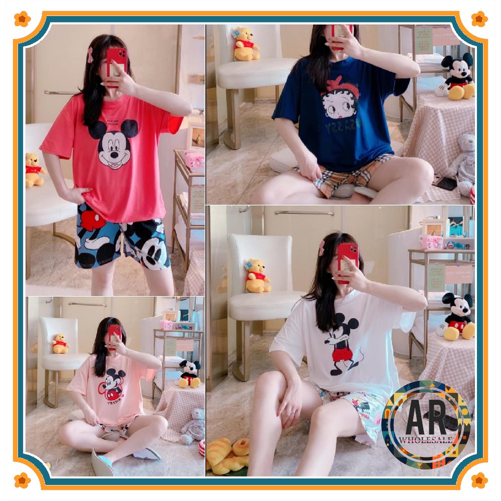 Baju Tidur Piyama Set/Piyama Wanita Import/Baju Piyama Pendek/Short Sleep Wear