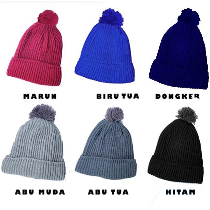 Topi Kupluk Rajut Jambul PomPom