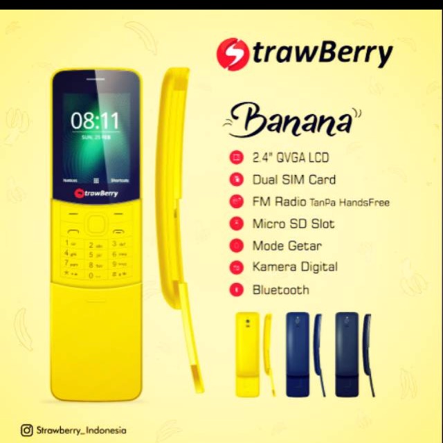 Hp strawberry Banana (slide) Garansi resmi