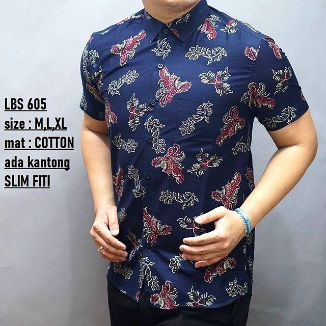 LBS 605 BATIK PRIA SLIMFIT LENGAN PENDEK LUIGI BATANI