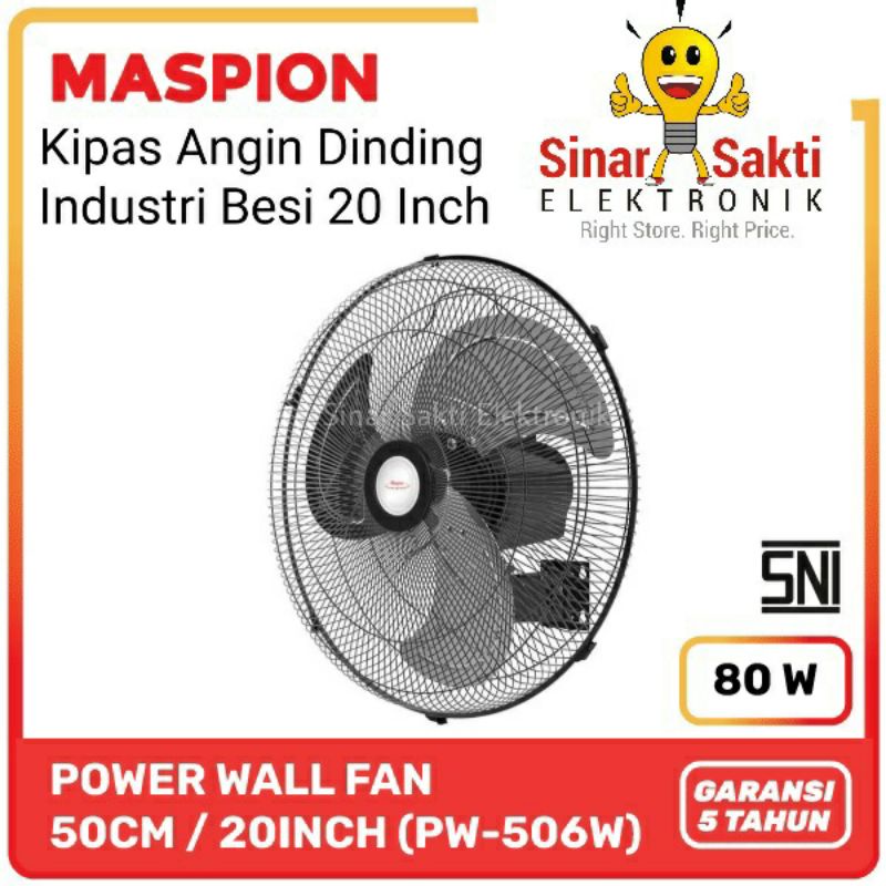 Kipas Angin Dinding Maspion Besi Wall Fan Industrial Hitam PW 506 20 Inch 20&quot;