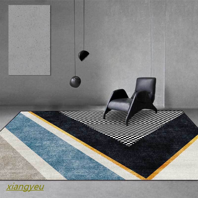 Lantai Mats Sederhana Carpet Mode Modern Geometris Biru Gray Black Plaid Living Room Bedroom Bedsi Shopee Indonesia