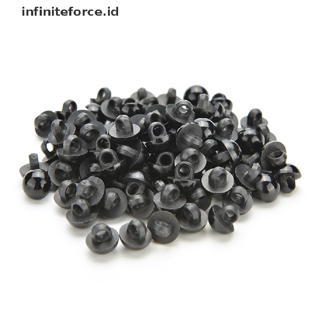 (Infiniteforce.Id) 100pcs / Set Kancing Bulat Bentuk Jamur Warna Hitam Untuk Diy