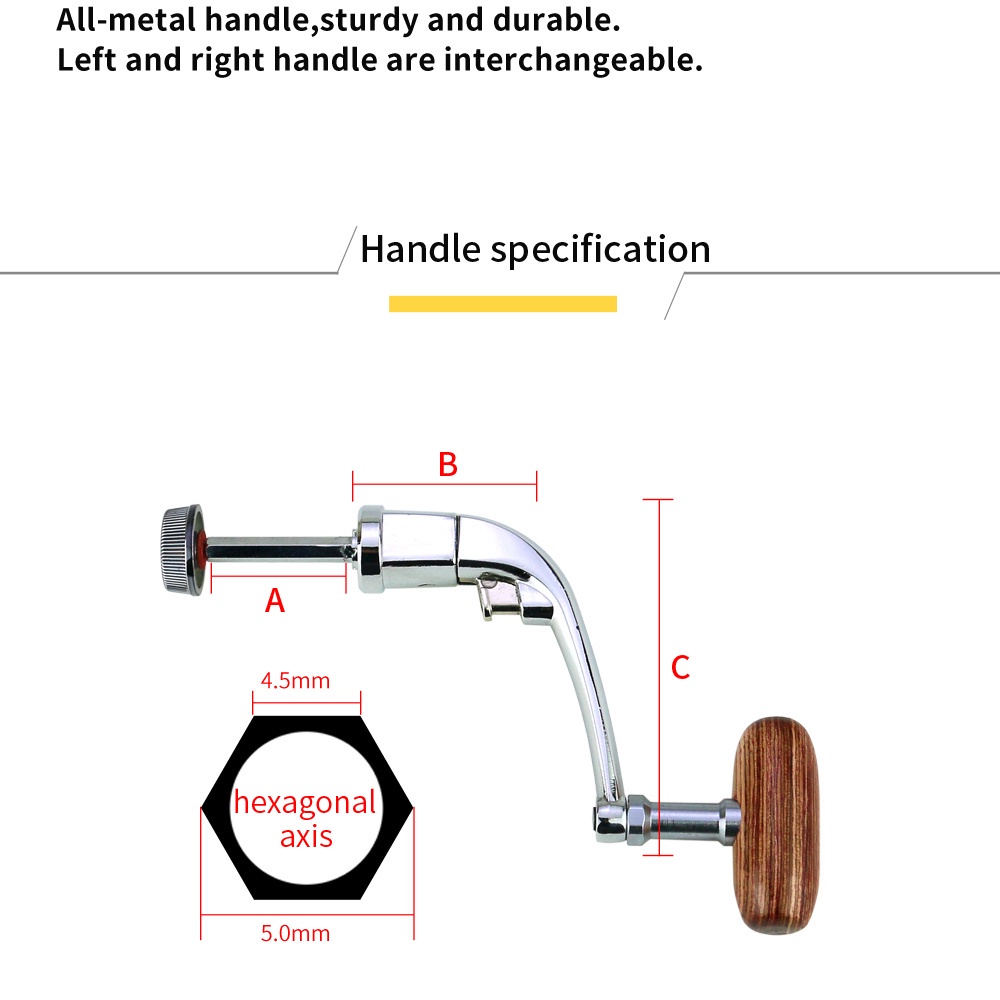 Handle Reel Pancing Bahan Full Metal Dengan Power Knob Kayu