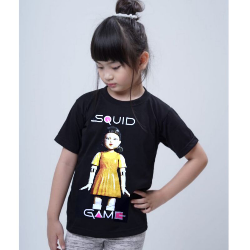 KAOS ANAK PEREMPUAN TERBARU MOTIF SQUID GAME/KAOS ANAK ANAK TERBARU/ATASAN ANAK TERBARU/KAOS SQUID GAME