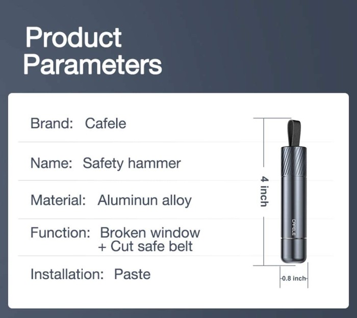 Cafele 2 in 1 Safety Hammer + Cutting Seat Belt Palu Darurat Pemecah Kaca Mobil