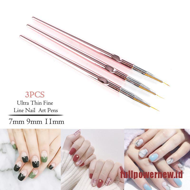 【COD】3Pcs/Set Nail Art Fine Liner Painting Pen Brushes Drawing Flower Striping Design