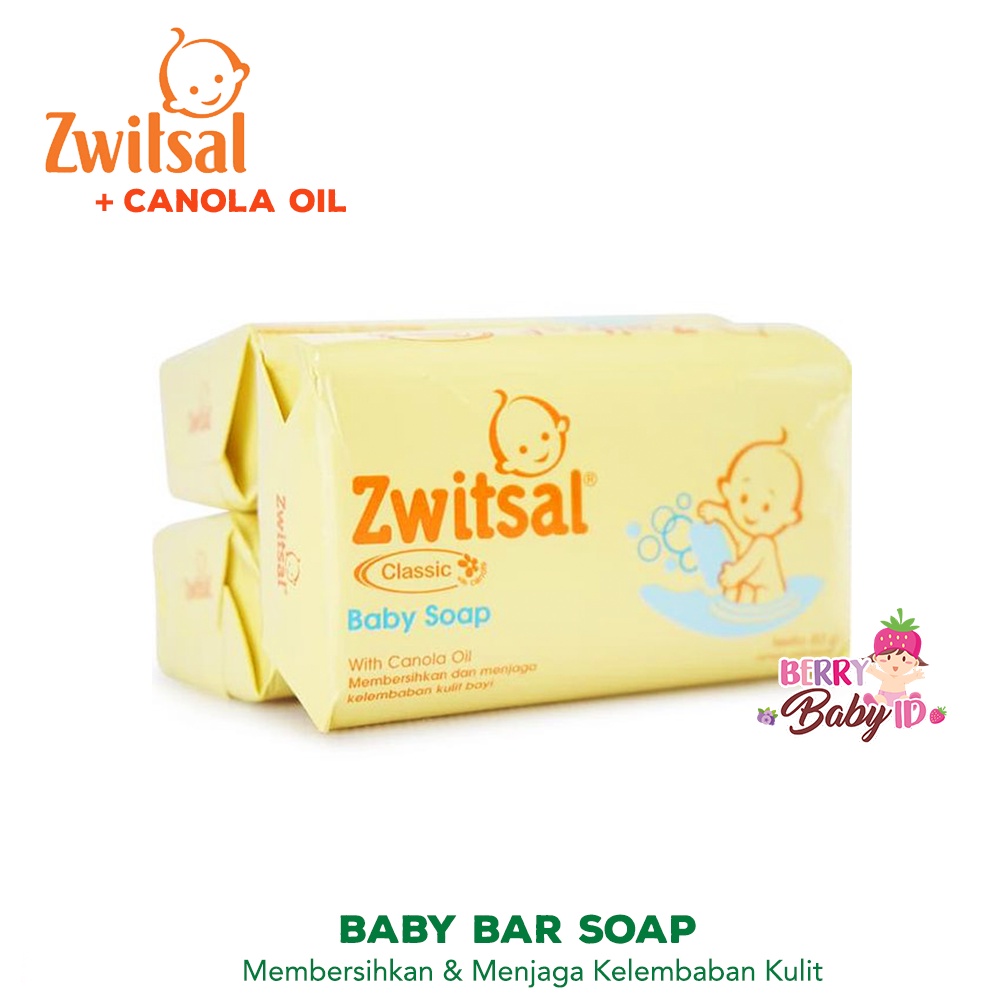 Zwitsal Baby Bar Soap Classic With Canola Oil Sabun Batang Bayi 70 gr Berry Mart