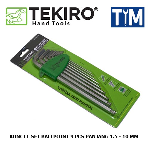 TEKIRO Kunci L Set Ballpoint Panjang 9 PCS ( 1.5 - 10 MM )