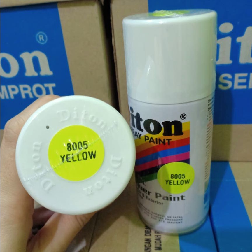 DITON Spray Paint Acrylic Lacquer Paint Pilox Cat Semprot - 8005 YELLOW / Stabilo Kuning / Fluorescent Yelow (150cc/Kecil)