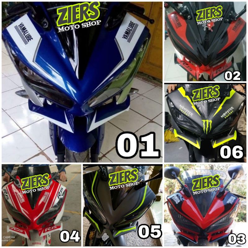 topeng yamaha R15 v2 model yamaha R25  plus winglet ninja  ( paket topeng plus winglet)