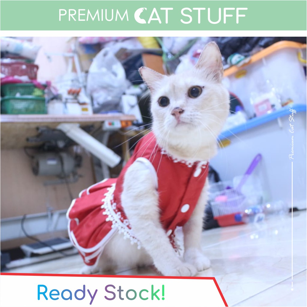 Premium Cat Stuff #10 | Dress Merah code no. 10 / Dress kucing kualitas terbaik size S-XL