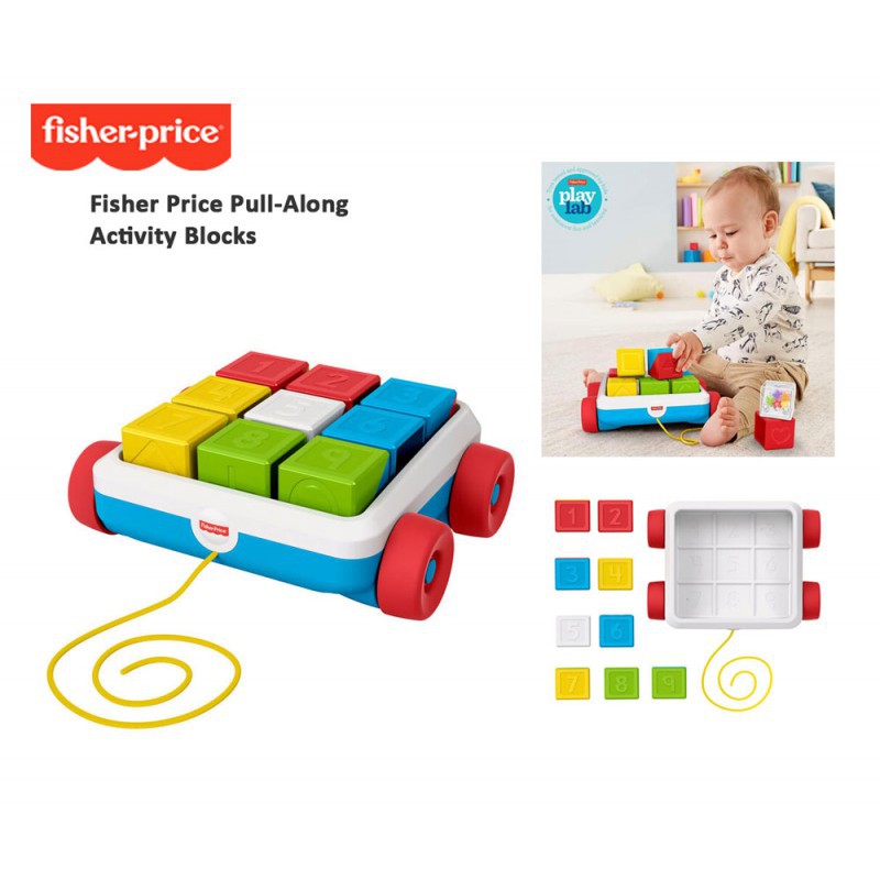 Fisher Price Pull Along Activity Blocks Mainan Edukasi Bayi 6m+