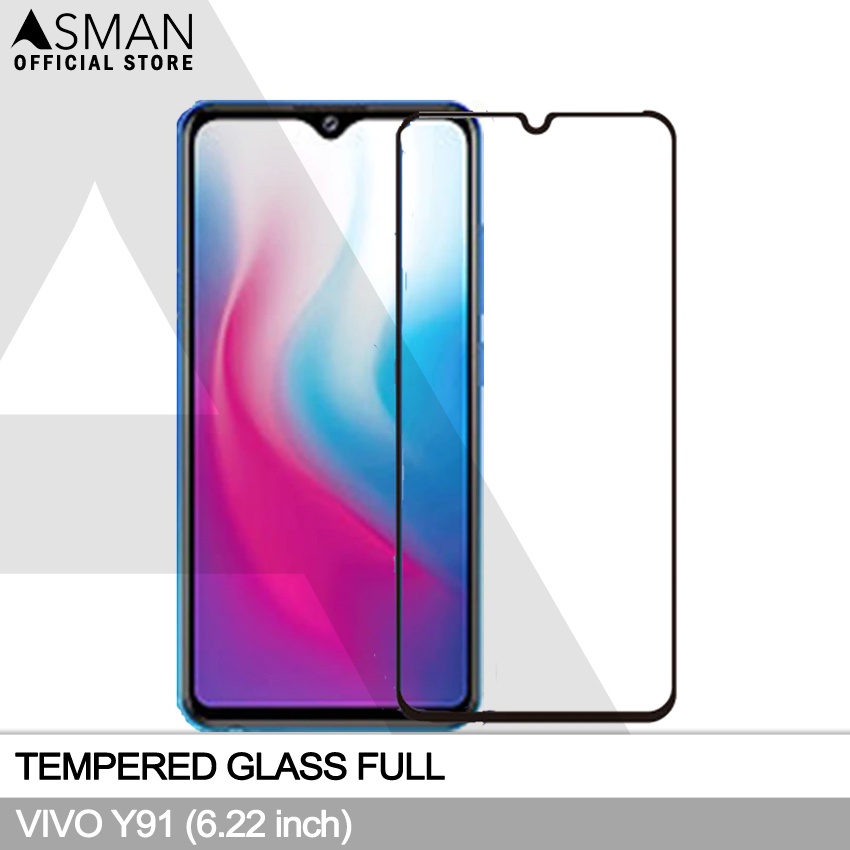 Tempered Glass Full VIVO Y91 (6.22&quot;) | Anti Gores Kaca - Hitam