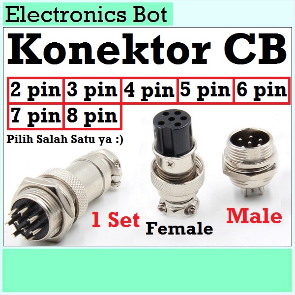 Jual [EBS] Jack Konektor CB 2 3 4 5 6 7 8 Pin Male Female GX16 16mm ...