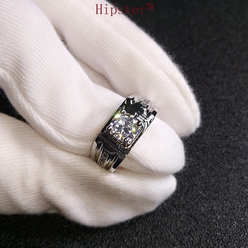 European and American Fashion Exaggerated Domineering Inlaid Square Diamond Ring