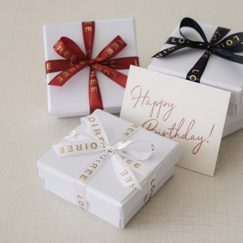 LOIREE Additional Gift Box - Include Hard Box + Velvet Pouch + Greeting Card + Ribbon - Kado