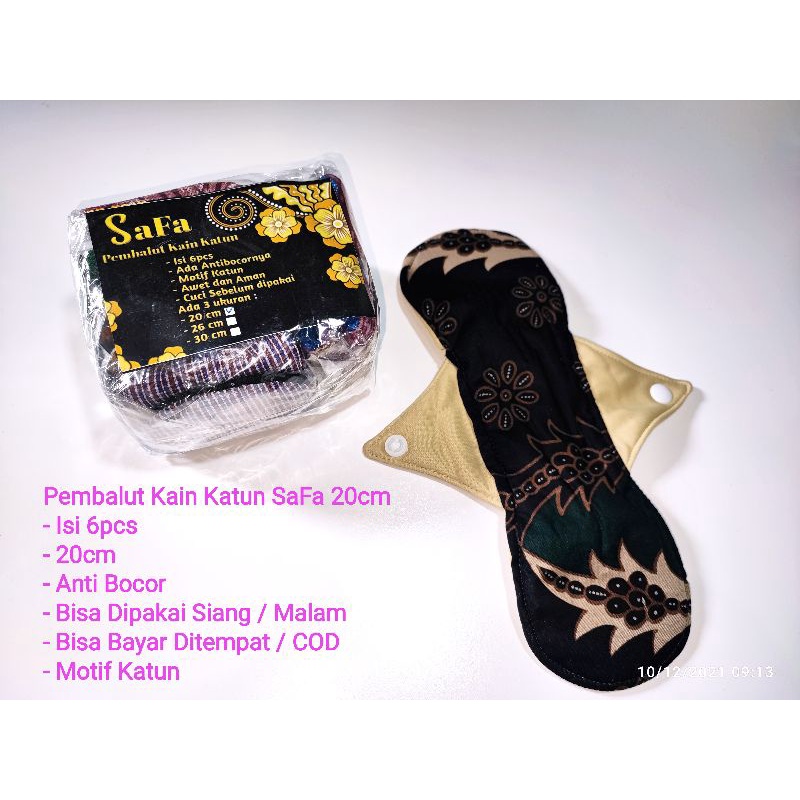 Menspad Pembalut Cuci Ulang Safa 20cm isi 6pcs / Pantyliner