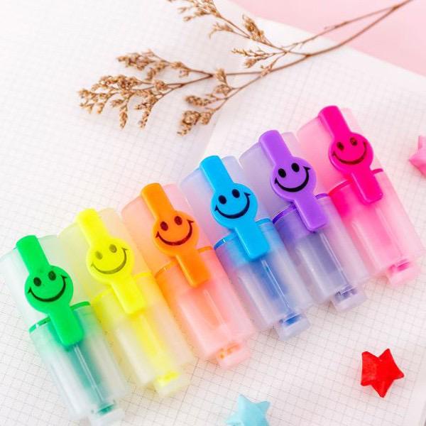 6 PCS Mini Hightlighter Alat Tulis Warna Warni Spidol Set Spidol Sekolah Anak Perempuan Kado