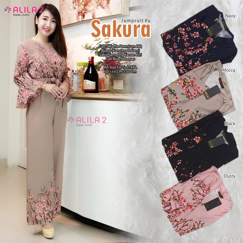 Jumpsuit Wanita Import, Baju Jumpsuit Wanita Motif Bunga Cantik, Jumpsuit Panjang, Sakura Long Jumps