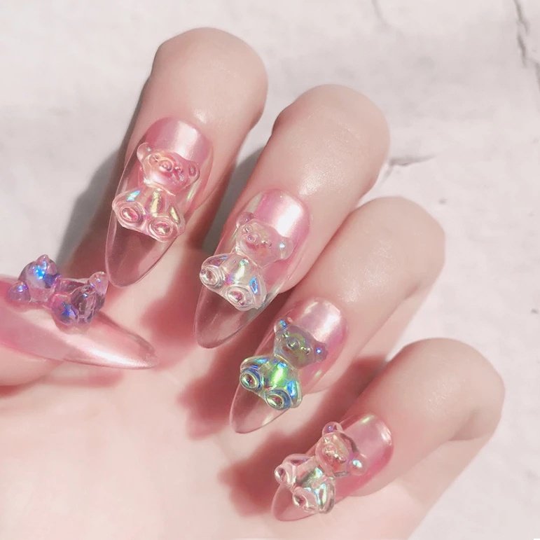 [Featured] 1 Pc Aurora Kawaii Bear Accessories Resin Nail Crafts