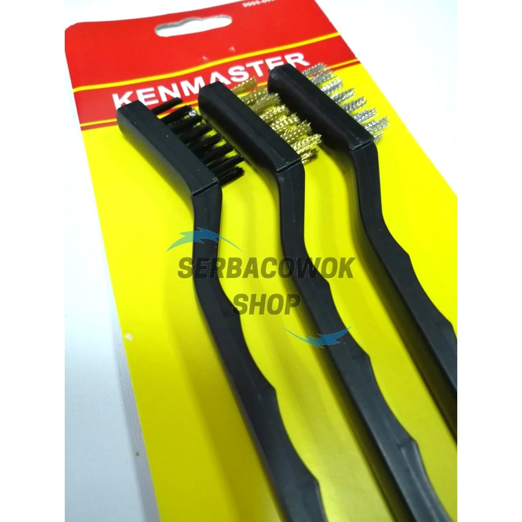 Kenmaster Sikat Kawat Anti karat isi 3 pcs Mini Brushes Kenmaster Nylon Kuningan Baja Termurah Berkualitas