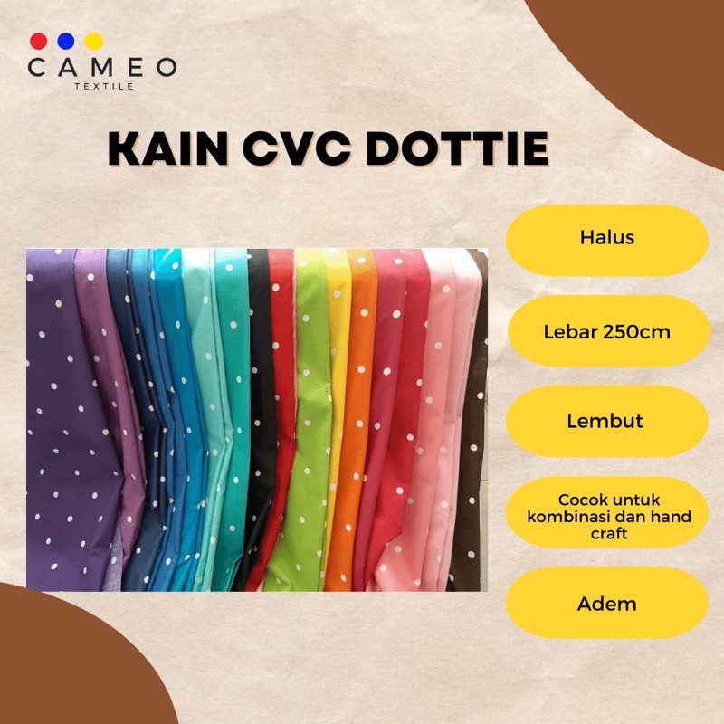Bahan Kain Sprei Polos Katun CVC Polkadot Lebar 240