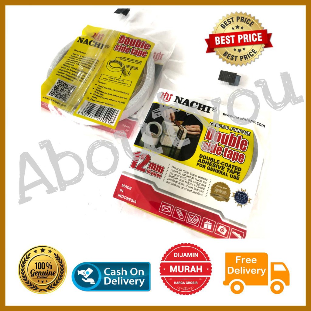 

DOUBLE TAPE isolasi selotip dobel tape perekat 2 sisi 12 mm 10 yard
