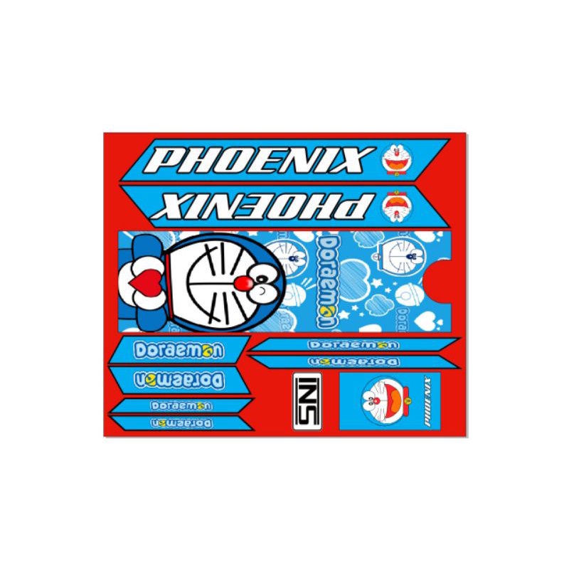 stiker sepeda anak Phoenix Doraemon UK 12 16 decal mengkilap