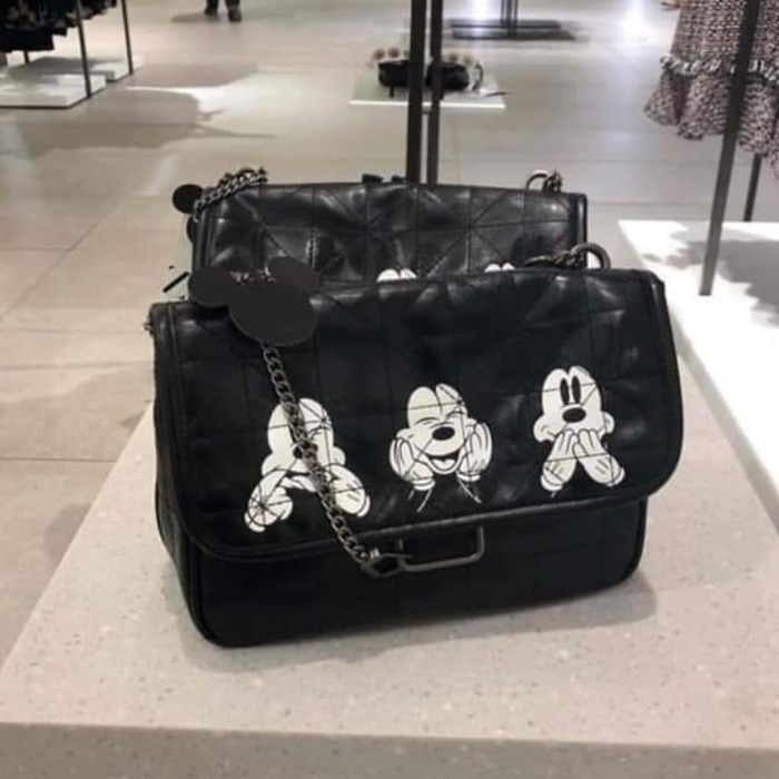 TAS ZARA SELEMPANG MICKEY MOUSE TAS WANITA IMPORT HITAM PREMIUM