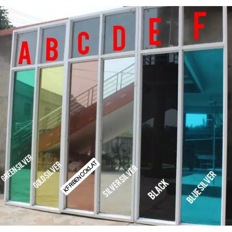 Sticker Kaca Film One Way Cermin Silver Hitam Biru Hijau Coklat Gold Peredam Panas Jendela Rumah