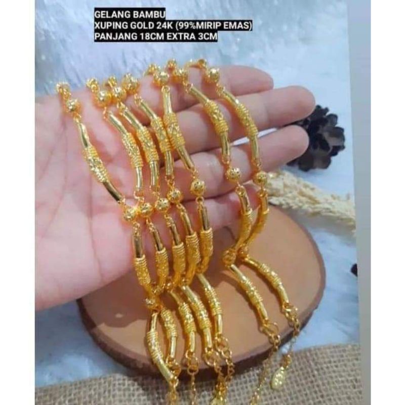 gelang bambu tembaga lapis emas