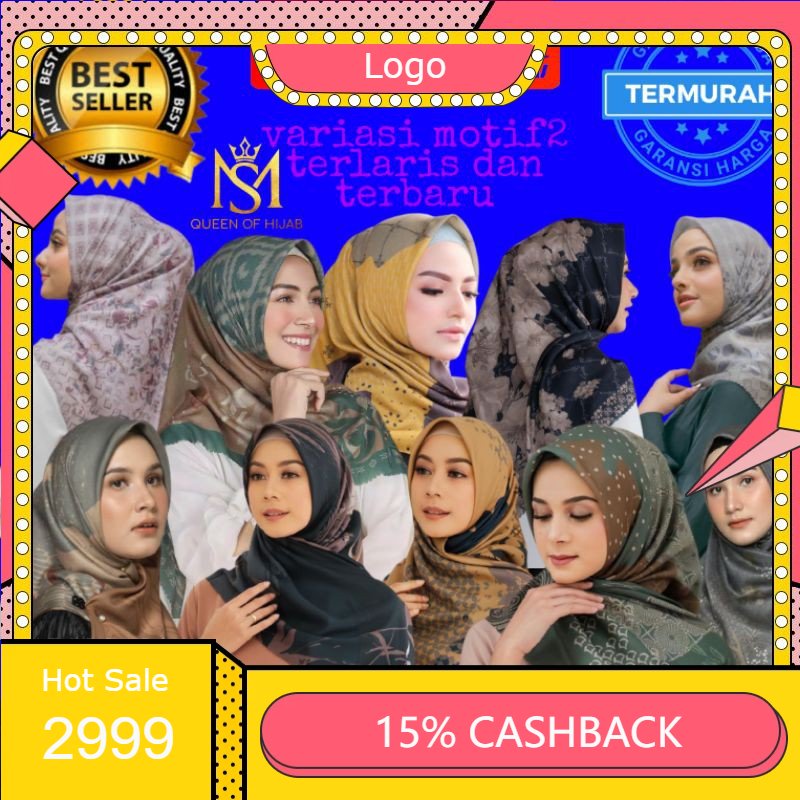 Hijab Segi Empat Terbaru Jilbab Voal Motif Premium Kerudung Square 2020 Lasercut .