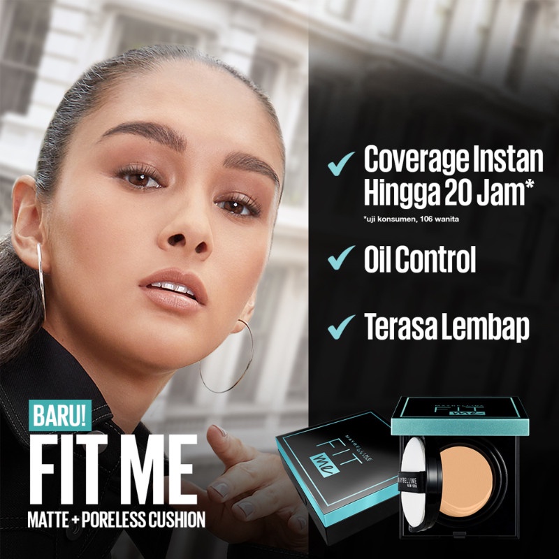 ★ BB ★ Maybelline Fit Me Matte &amp; Poreless Cushion [Foundation High Coverage yang menghidrasi Kulit]