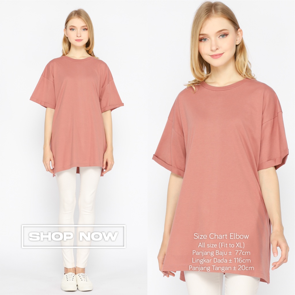 Kaos Jumbo Wanita Oversize Elbow DustyRose