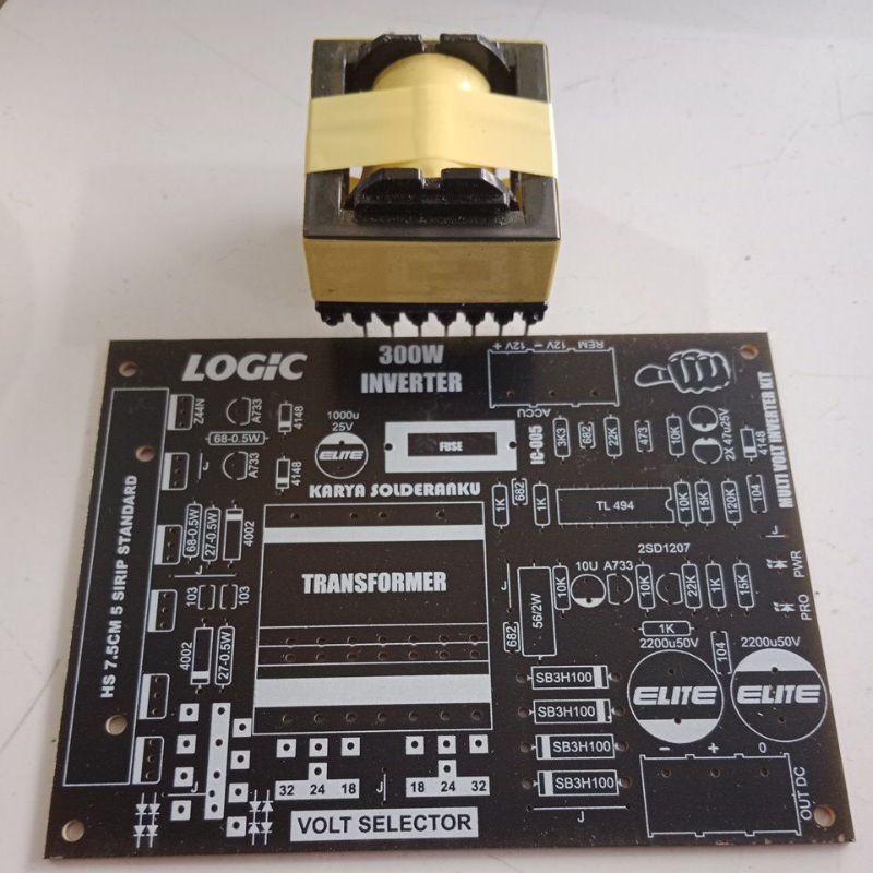 Pcb inventer DC TO DC komplit travo sudah di lilit
