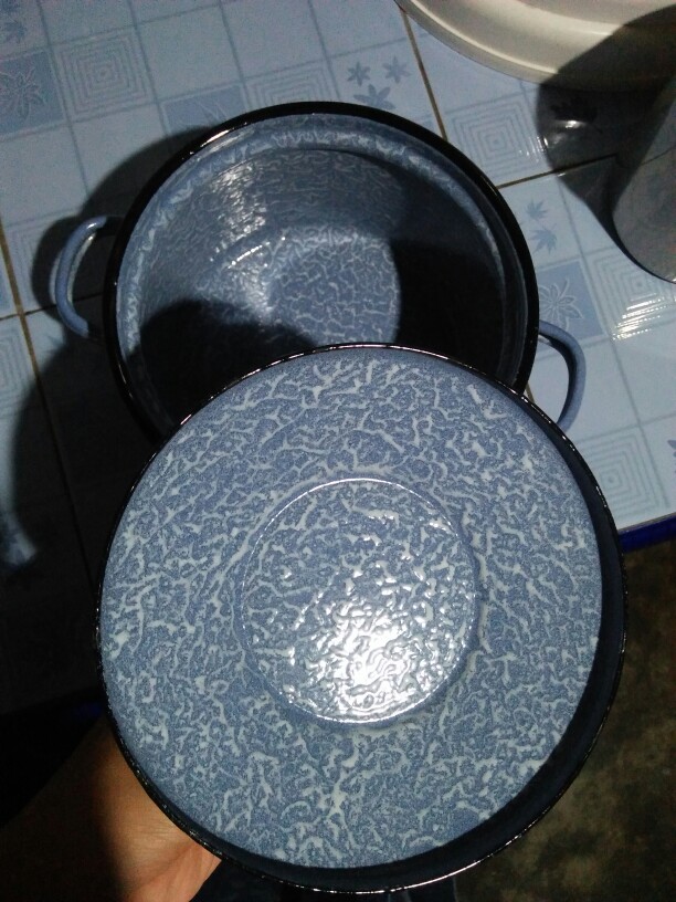 Panci Masak Dutchoven Enamel (porcelain On Steel) Indonesia Motif Batik / Kembang 16 Cm 18 Cm