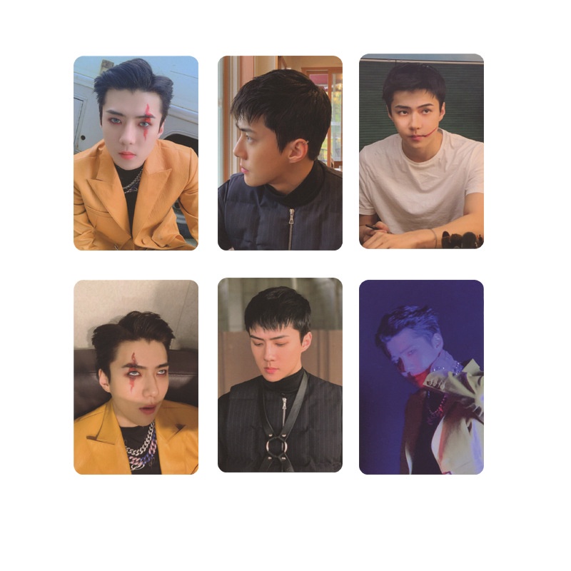 6pcs / set Kartu Foto Dengan Tanda Tangan Kpop EXO Untuk Koleksi