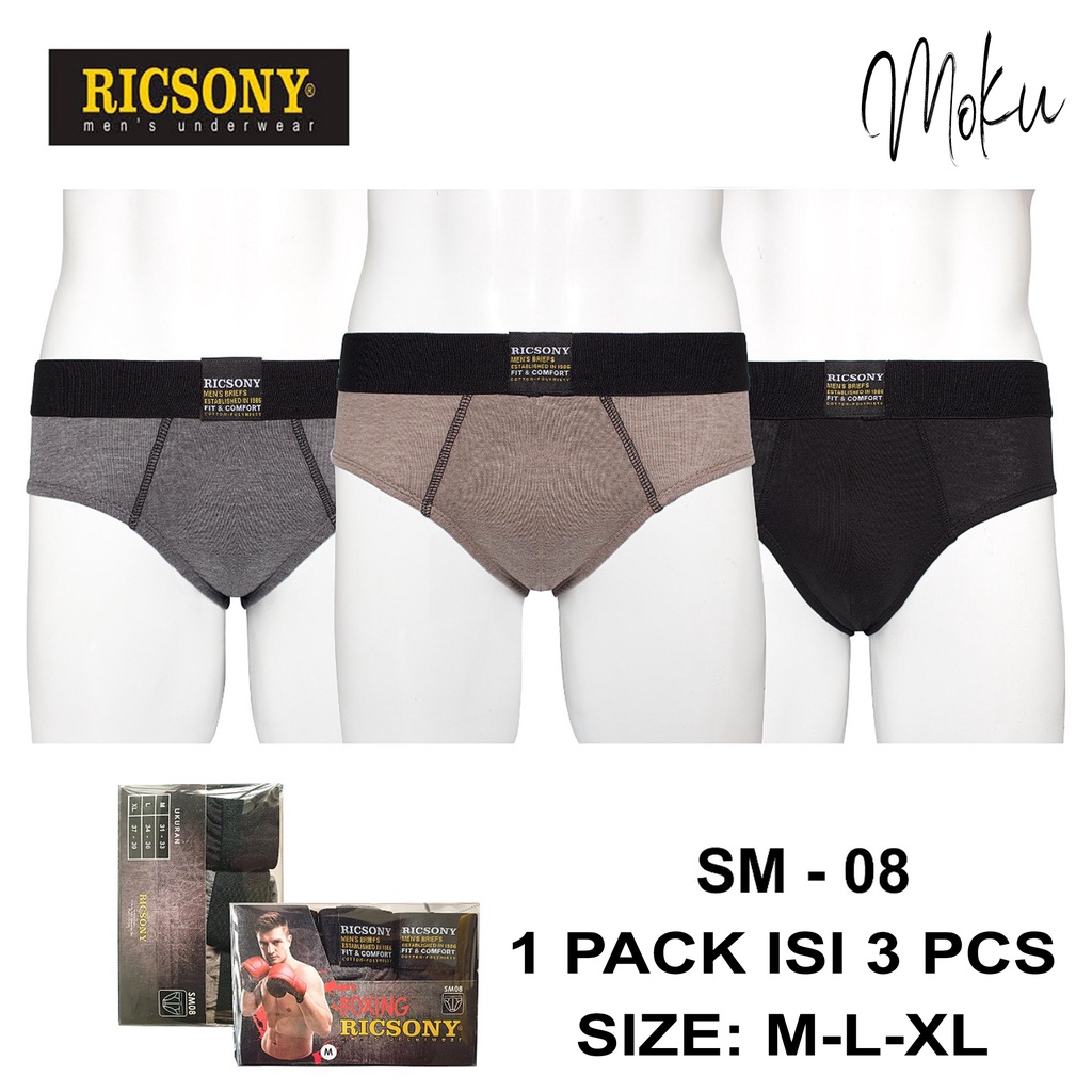RICSONY SM-08 3PCS - 1 Pack Celana Dalam Pria Ricsony SM-08 Isi 3pcs - Men Briefs Ricsony SM 08