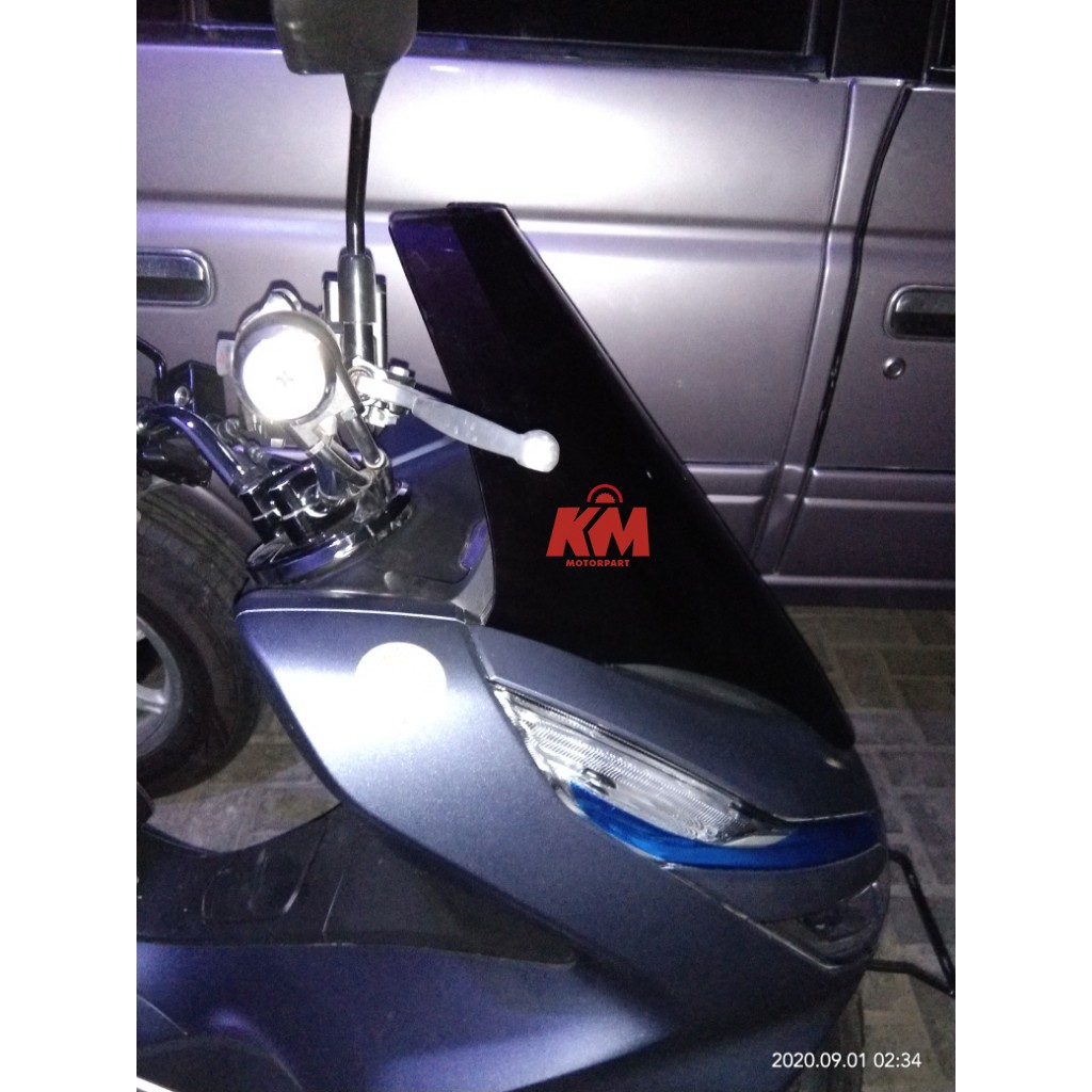 Visor Windshield Honda PCX Variasi Tinggi 54 cm Tebal 3mm Hitam dan Bening