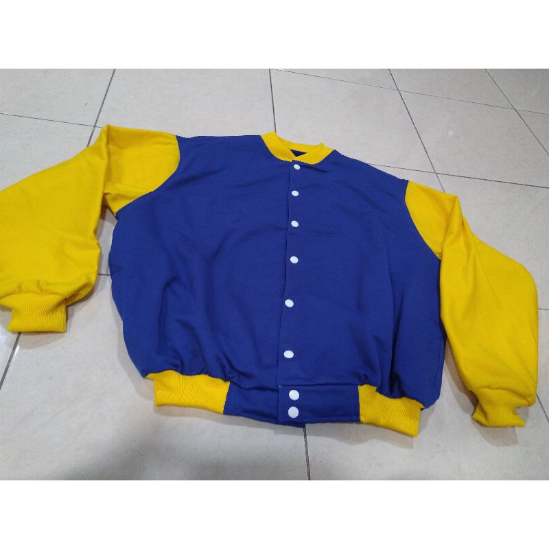 jaket baseball kuning biru polos keren